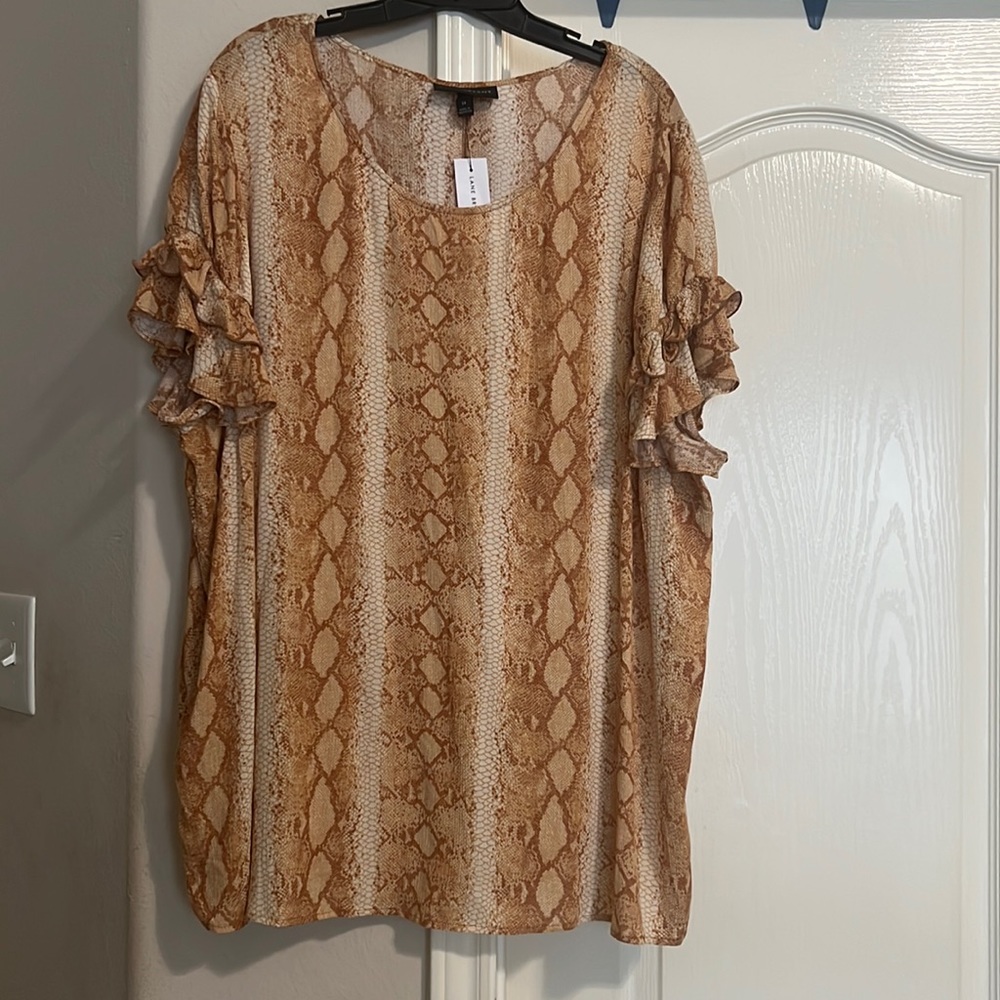 Lane Bryant Flutter-Sleeve Crew-Neck Top Size 24